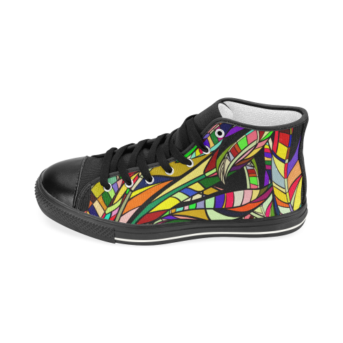 colorful abstract Men’s Classic High Top Canvas Shoes (Model 017)