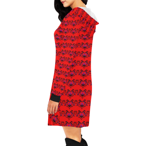 Red Hot Victorian Valentine by Aleta All Over Print Hoodie Mini Dress (Model H27)
