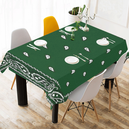 KERCHIEF PATTERN GREEN Cotton Linen Tablecloth 60" x 90"