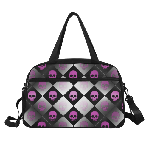 Check Skulls Pink Fitness Handbag (Model 1671)