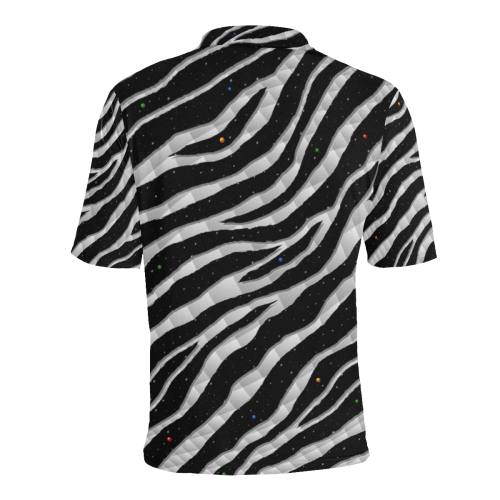 Ripped SpaceTime Stripes - White Men's All Over Print Polo Shirt (Model T55)