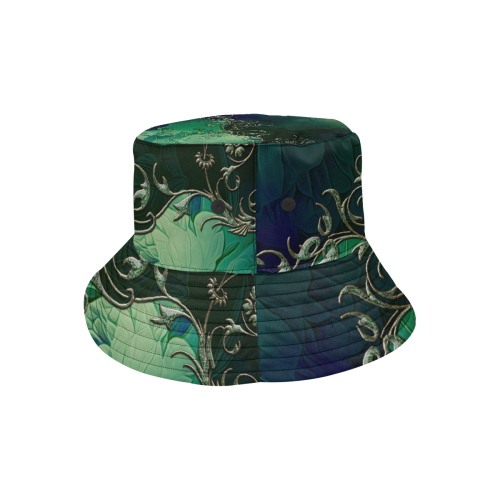 Green floral design All Over Print Bucket Hat
