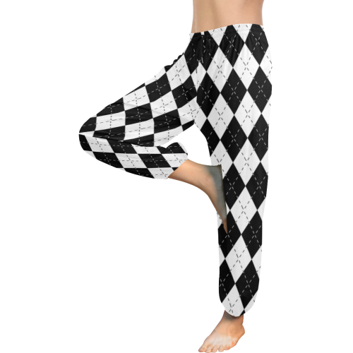 Black and White Harlequin Women's All Over Print Harem Pants (Model L18)