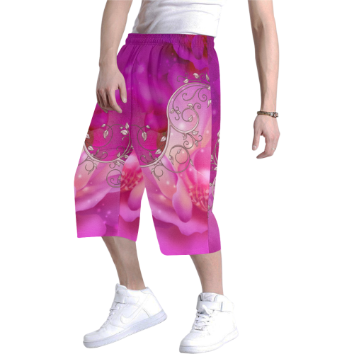 Wonderful floral design Men's All Over Print Baggy Shorts (Model L37)