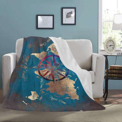 world map wind rose #map #worldmap Ultra-Soft Micro Fleece Blanket 60"x80"