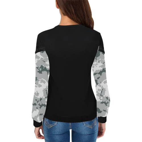 white winter Camouflage Women's Fringe Detail Sweatshirt (Model H28)