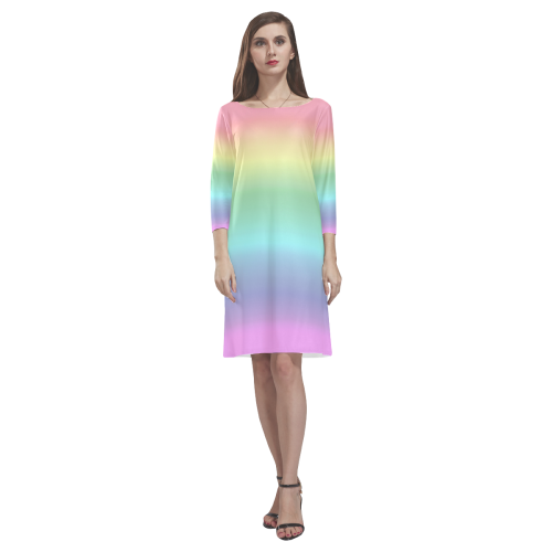Pastel Rainbow Rhea Loose Round Neck Dress(Model D22)