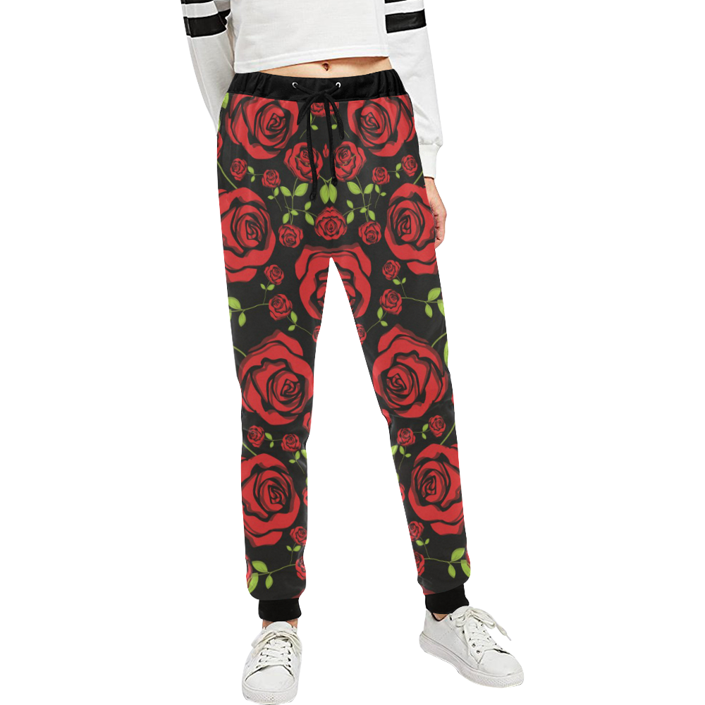 sweatpants with roses