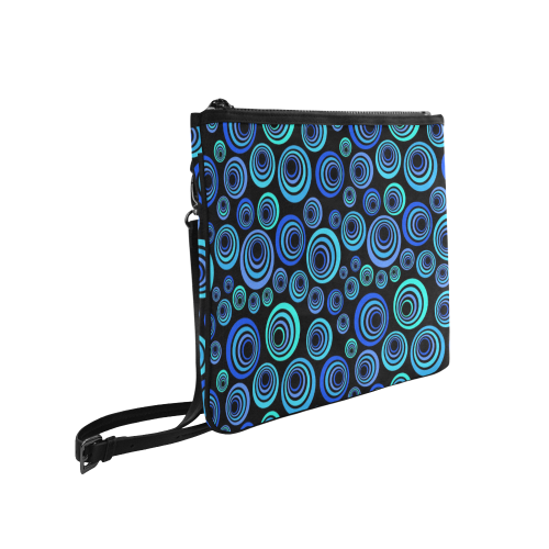 Retro Psychedelic Pretty Blue Pattern Slim Clutch Bag (Model 1668)