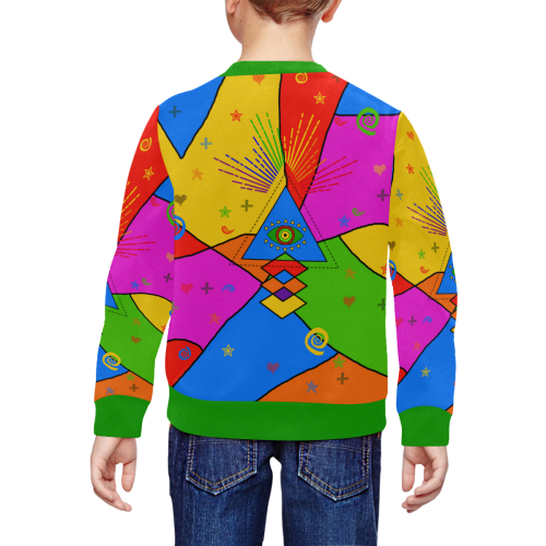 All Seeing Eye Popart All Over Print Crewneck Sweatshirt for Kids (Model H29)