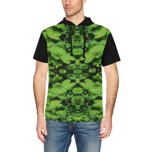 the green x All Over Print Short Sleeve Hoodie for Men (Model H32)