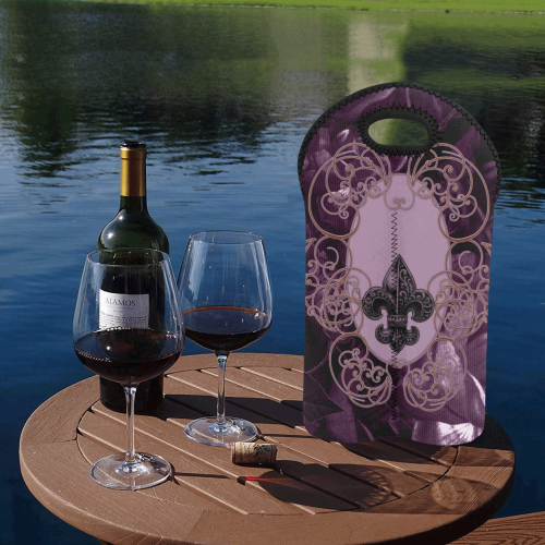 Flowers in soft violet colors 2-Bottle Neoprene Wine Bag