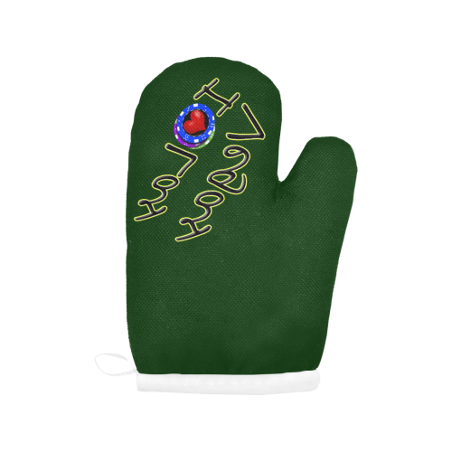 Las Vegas Love Poker Chips on Green Oven Mitt (Two Pieces)