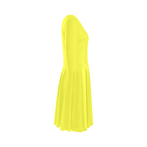 color maximum yellow Elbow Sleeve Ice Skater Dress (D20)