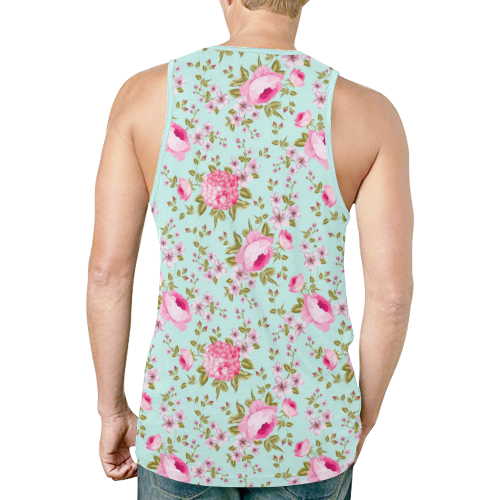 Peony Pattern New All Over Print Tank Top for Men (Model T46)