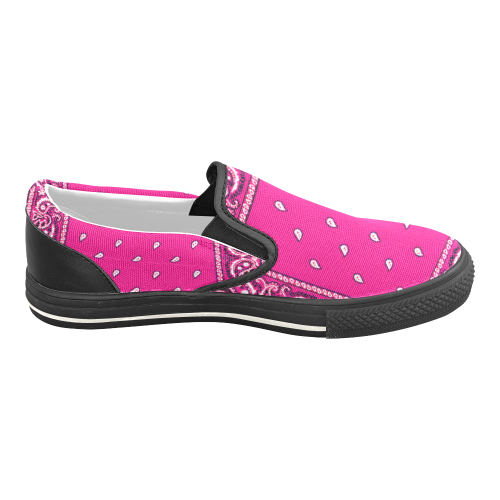 KERCHIEF PATTERN PINK Women's Slip-on Canvas Shoes/Large Size (Model 019)