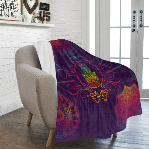 Hamsa Colorful Mandala Ultra-Soft Micro Fleece Blanket 50"x60"