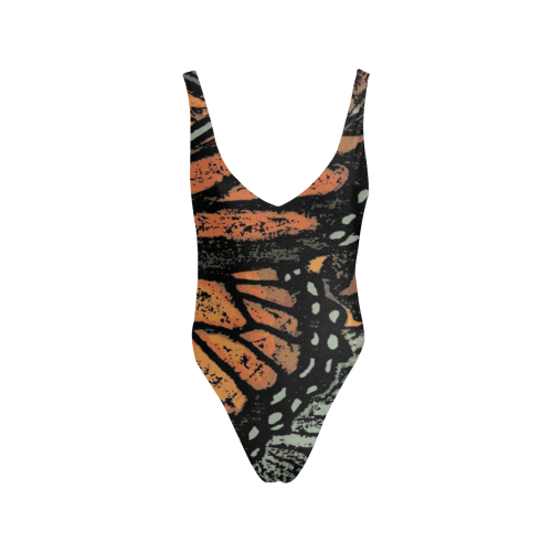 Monarch Collage Sexy Low Back One-Piece Swimsuit (Model S09)