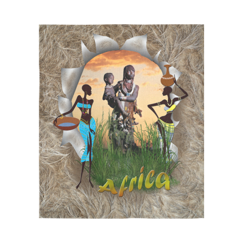 African woman Cotton Linen Wall Tapestry 51"x 60"