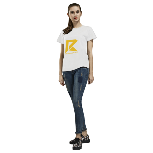 T-Shirt for Women(White and Gold) All Over Print T-Shirt for Women (USA Size) (Model T40)