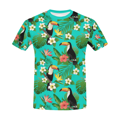 Tropical Summer Toucan Pattern All Over Print T-Shirt for Men/Large Size (USA Size) Model T40)