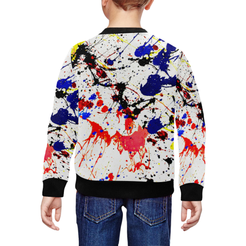 Blue & Red Paint Splatter All Over Print Crewneck Sweatshirt for Kids (Model H29)