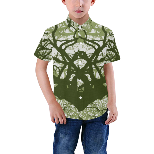 INTO THE FOREST 11 Boys' All Over Print Short Sleeve Shirt (Model T59)