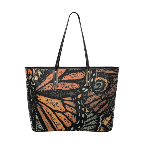 Monarch Collage Chic Leather Tote Bag (Model 1709)
