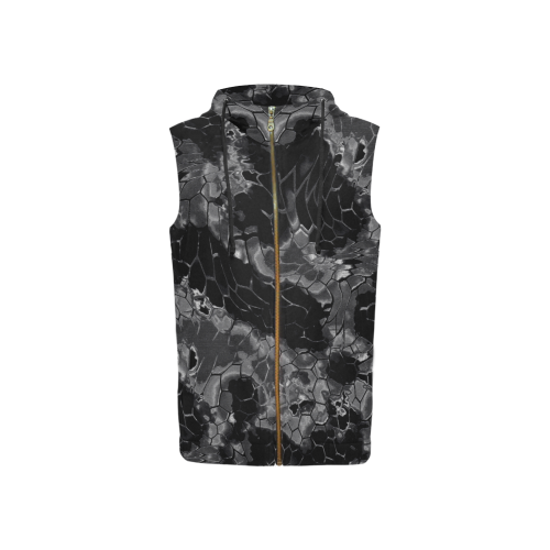 night dragon reptile scales pattern camouflage in dark gray and black All Over Print Sleeveless Zip Up Hoodie for Women (Model H16)