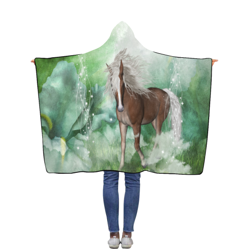 Horse in a fantasy world Flannel Hooded Blanket 40''x50''