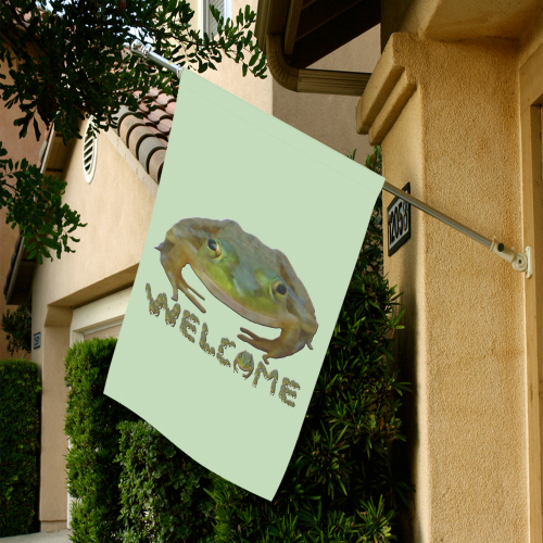 Welcome Frogs Garden Flag 28''x40'' （Without Flagpole）