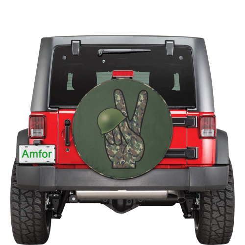 Forest Camouflage Peace Sign 30 Inch Spare Tire Cover