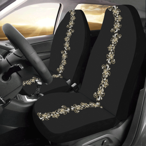Border - Vintage Ornaments - Gold Silver Car Seat Covers (Set of 2)