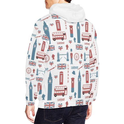I love London All Over Print Hoodie for Men/Large Size (USA Size) (Model H13)
