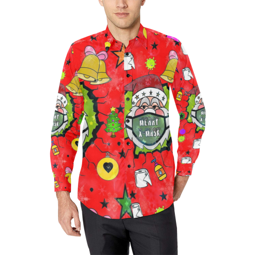 Merry X Mask by Nico Bielow Men's All Over Print Casual Dress Shirt (Model T61)