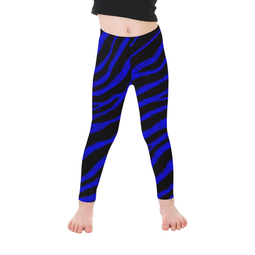 Ripped SpaceTime Stripes - Blue Kid's Ankle Length Leggings (Model L06)