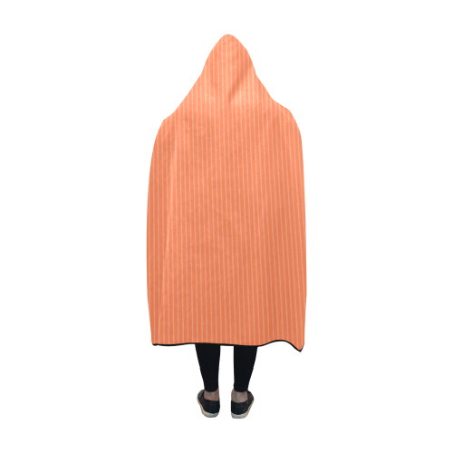 Living Coral Color Pinstripes Hooded Blanket 60''x50''