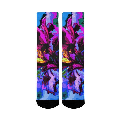 reaching for the sky 1d Mid-Calf Socks (Black Sole)