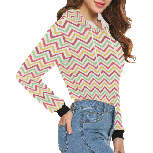 Chevron All Over Print Crop Hoodie for Women (Model H22)