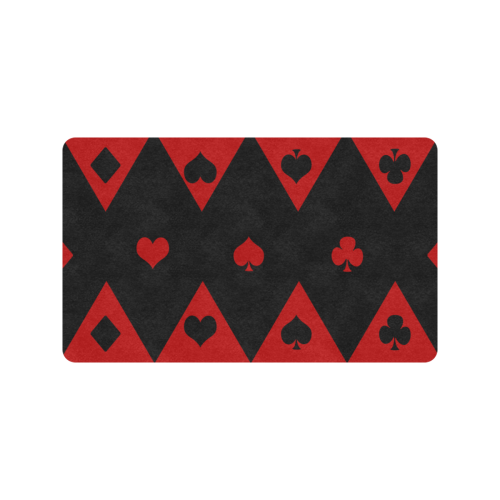 Las Vegas Black Red Play Card Shapes Doormat 30"x18" (Black Base)