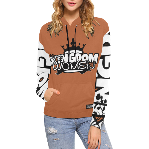 Lite Brown All Over Print Hoodie for Women (USA Size) (Model H13)
