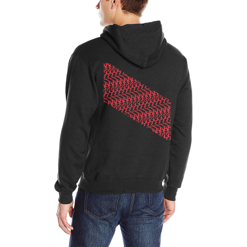 NUMBERS Collection Black/Cherry Red 1234567 Flag Men's Classic Hoodie (Model H17)