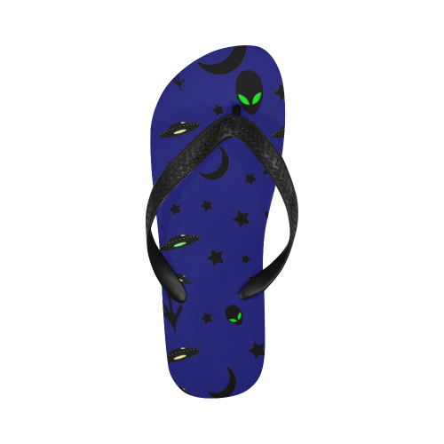 Alien Flying Saucers Stars Pattern (Blue) Flip Flops for Men/Women (Model 040)