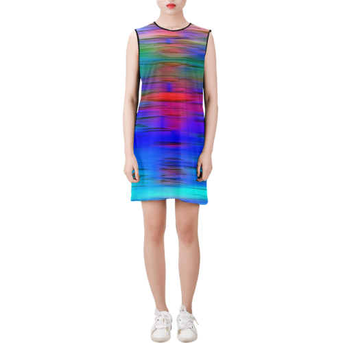 noisy gradient 1 by JamColors Sleeveless Round Neck Shift Dress (Model D51)