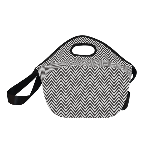Black & White Chevron Neoprene Lunch Bag/Large (Model 1669)