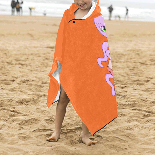 Octavia Octopus Orange Kids' Hooded Bath Towels