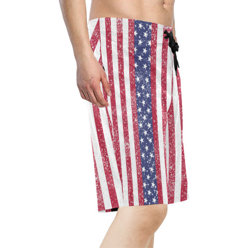 American Flag Distressed Men's All Over Print Board Shorts (Model L16)