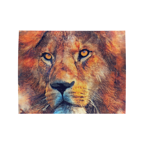 lion art #lion #animals #cat Rectangle Jigsaw Puzzle (Set of 110 Pieces)