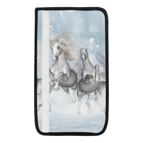 Awesome white wild horses Car Seat Belt Cover 7''x12.6''