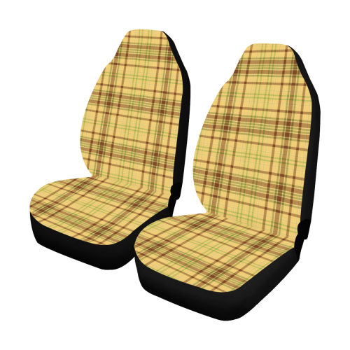 Yellow Brown Plaid Car Seat Covers (Set of 2)